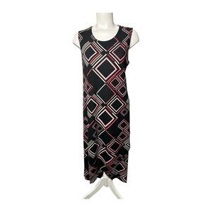 Alfani Black Sleeveless Shift Dress Tulip‎ Hem High Low Sz Petite XL PXL NEW